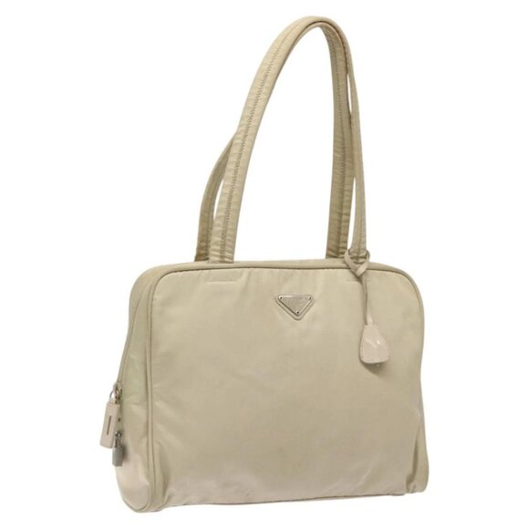 PRADA Shoulder Bag Nylon Beige Auth bs25438 - Picture 1 of 16